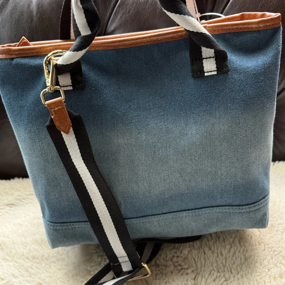 Betsey Johnson Luv NWT On Trend Denim Bear Tote Bag - Picture 2 of 3